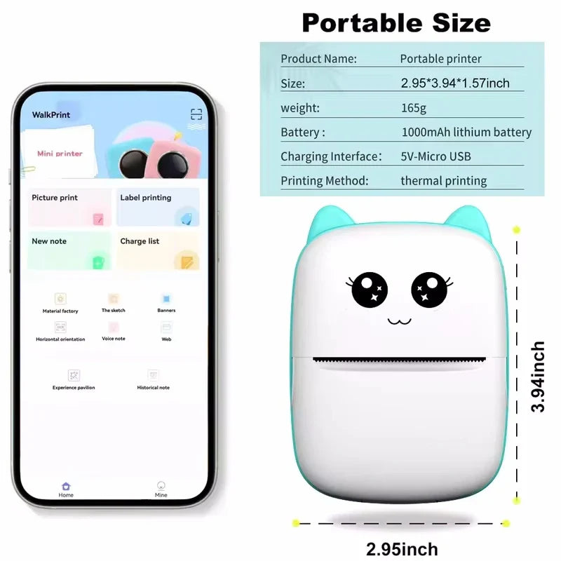 Cute Mini Bluetooth Thermal Printer