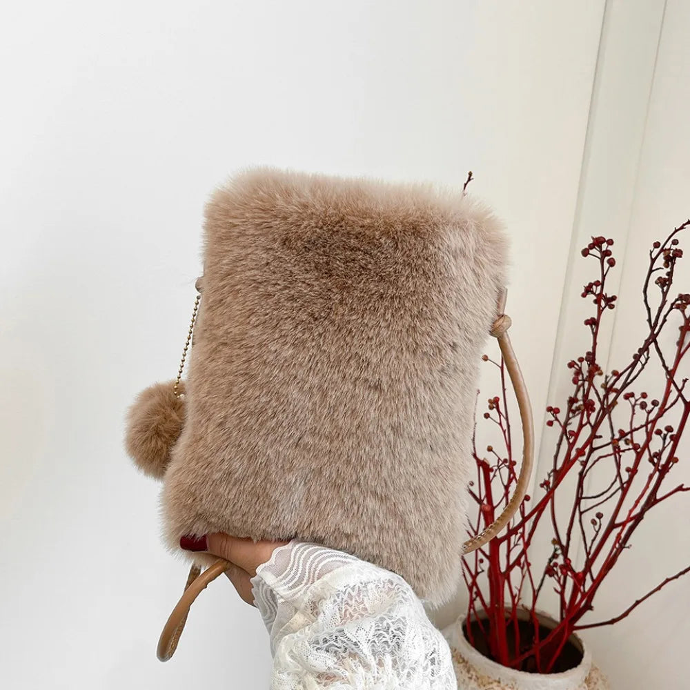 Soft Fur Shoulder Phone Bag