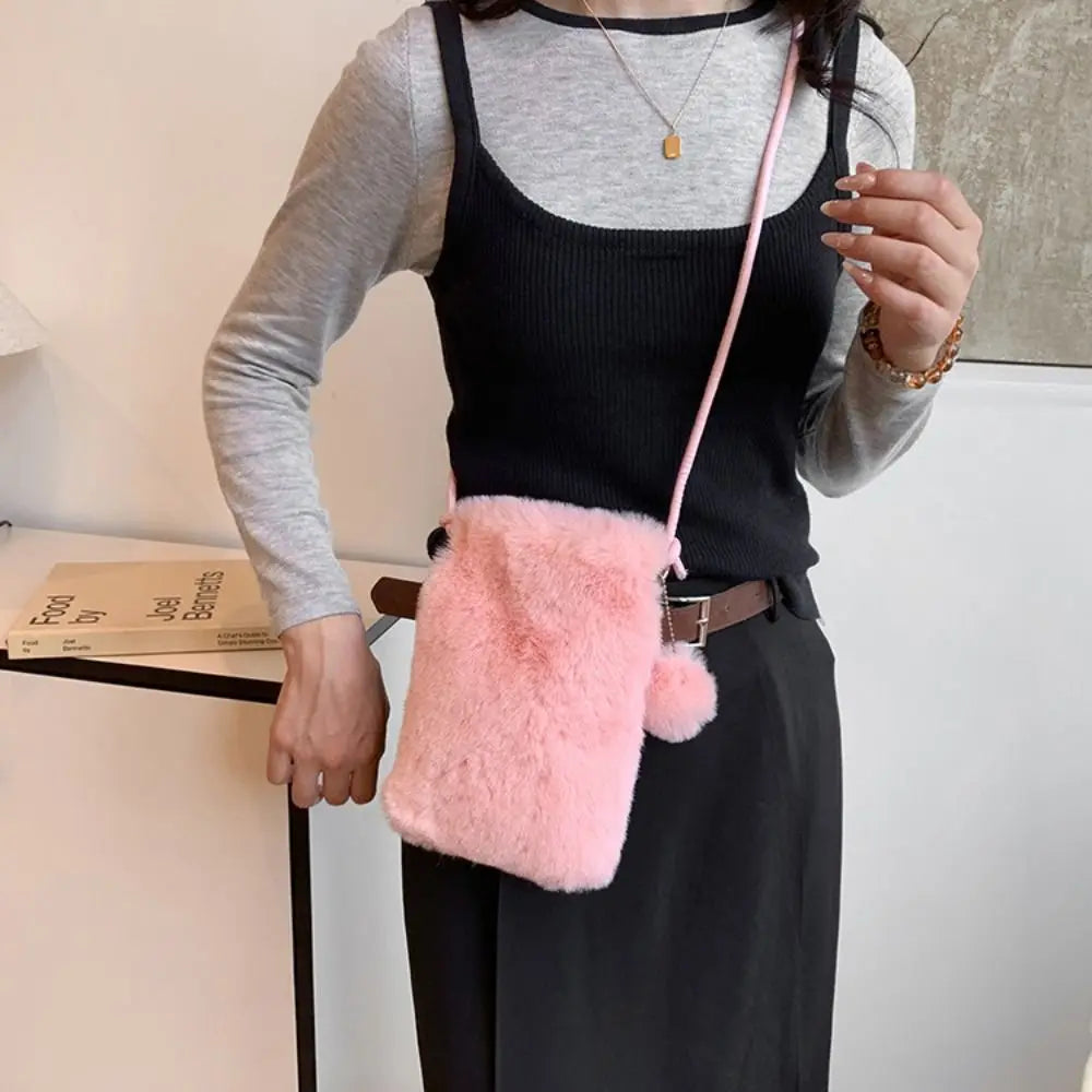 Soft Fur Shoulder Phone Bag