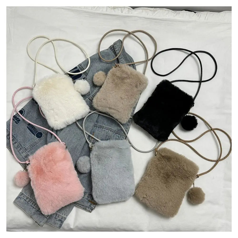 Soft Fur Shoulder Phone Bag