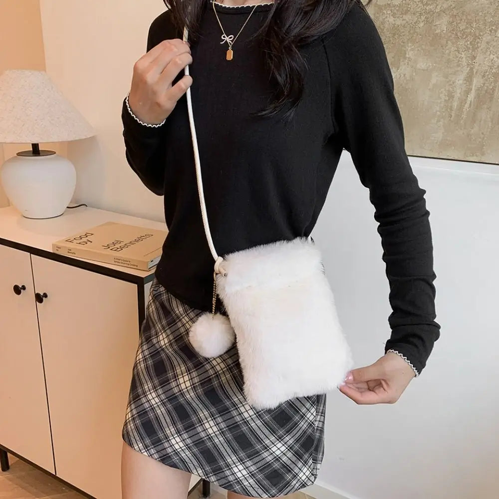 Soft Fur Shoulder Phone Bag